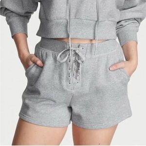 Victoria's Secret Light Grey Lace-Up Athletic Lounge Shorts || S || NWT.